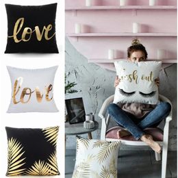 Pillow Gold Bronzing Decorative Pillows Black And White Love Home Decor Sofa Throw Almofadas Decorativas Para 45cm