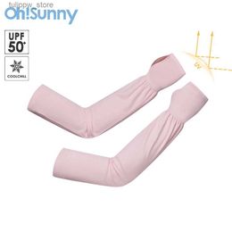 Protective Sleeves OhSunny Women Cycling Sleeves Loose Long Arm Covers UV Protection UPF50+ Summer Sunscreen CoolChill Breathable Cooling Glove L240312