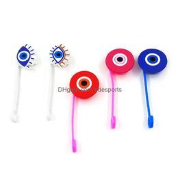 Drinking Straws Custom Evil Eye Soft Sile St Toppers Accessories Er Charms Reusable Splash Proof Dust Plug Decorative 8Mm Party Drop D Dhowx