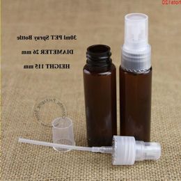 wholesale 100pcs/lot 30ml PET Perfume Atomizing Pump Spray Bottle 1OZ Plastic Cosmetic Liquid Container Transparent Caphood qty Nxfpo