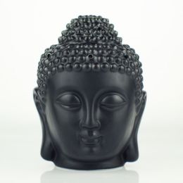 Whole- Ceramic oil burner Buddha head oil station black and whiteTemple Home250z