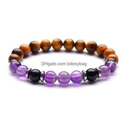 Beaded 8Mm Natural Crystal Stone Strands Handmade Bracelets For Women Men Adjustable Charm Yoga Jewellery Fashion Accessories Drop Deliv Dhjwq