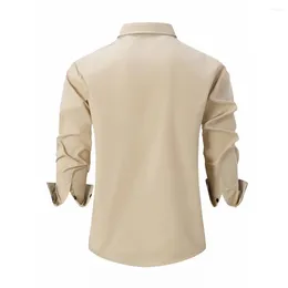 Men's Casual Shirts Men Lapel Shirt Colorblock Plaid Print Spring Slim Fit Long Sleeve Cardigan Coat For Streetwear Business