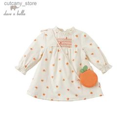Girl's Dresses DBM16913 dave bella spring baby girls fashion fruit print dress with a small bag party dress kids infant lolita 2pcs clothes L240311
