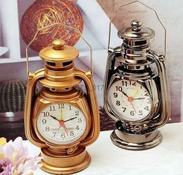 Other Clocks Accessories Vintage Alarm Clock Retro Oil Lamp Alarm Clock Watch Table Kerosene Light Clock Living Room Decor Articles Office Craft OrnamentL2403