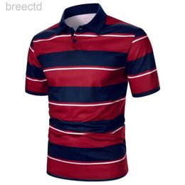 Men's Polos Short Sleeve Polo Shirt Stripe Blue And White Trending Casual Street Lapel Polo Shirt ldd240312