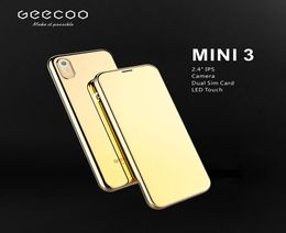 Unlocked Luxury Gold Metal Frame Cell Phone Super Mini Ultrathin Card phone with MP3 Touch Button Camera Bluetooth Dialer mobile c2783547