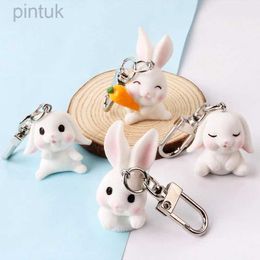 Keychains Lanyards Cute Rabbit Animal Pendant Keychain Keyring for Women Men Kids Friend Cartoon Kawaii Simple Bag Phone Jewellery Parts Wholesale ldd240312