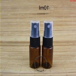 100pcs/Lot Promotion Amber 10ml Plastic Spray Bottle Atomize 1/3OZ Perfume Small Cosmetic Container Refillable Portable Vialhood qty Apxow