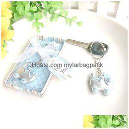 Party Favour New Baby Shower Favours Pink/Blue Carriage Design Key Chains Birth Christening Gift Keychain W8480 Drop Delivery Home Garde Dhahc