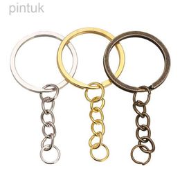 Keychains Lanyards Louleur Key Chain Key Ring Keychain Bronze Rhodium Gold Color 28mm Long Round Split Keyrings DIY Jewelry Making Wholesale ldd240312