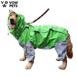 Pet Small Large Dog Raincoat Waterproof Clothes For Jumpsuit Rain Coat Hooded Overalls Cloak Labrador Golden Retriever 2021 Appare262q
