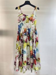 Summer Women dress Runway 2024 New Spring Spaghetti Strap Fashion Designer Dresses Brand Same Style Dress