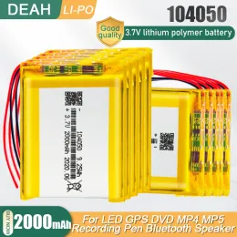 Speakers 104050 3.7v 2000mah Rechargeable Lithium Polymer Battery for Gps Mp3 Mp4 Led Light Pda Bluetooth Speaker Lipo Li Ion Lipo Cell