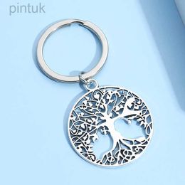 Keychains Lanyards Large Hollow Plant Keychain Round Tree Key Ring Nature Key Chains For Women Men Handbag Accessorie Car Hanging Handmade Jewelry ldd240312