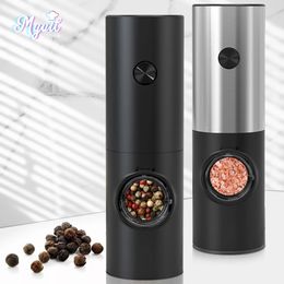 Automatic Electric Salt and Pepper Grinder Mill Set Ceramic Core With Led Light Adjustable Coarseness Spice Grinder Cooking Tool 240306