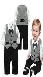 Boy outfit kid clothing jumpsuit romper boys suit bowtie newborn infant toddler boutique kids children clothes long sleeve onepie8709759