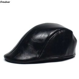 Newsboy Hats Men Leather Cabbie Cap Winter Warm Newsboy Caps British Style Classic Gatsby Hats Male Driving Working Berets Gorras 2023L2403