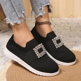 Loafers for Mesh Casual Shoes 926 Knitted Rhinestone Women Breathable Slip-on Flats Woman 2024 Autumn Soft Sole Walking Ladies 779