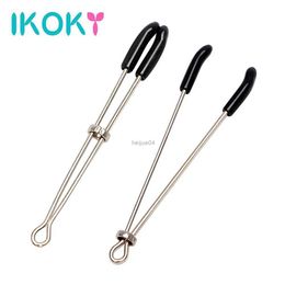 Adult Toys IKOKY A Pair Nipple Stimulator Sex Toys for Couple Breast Clips Papilla Stainless Steel Metal Erotic Toys Nipple ClampsL Best quality