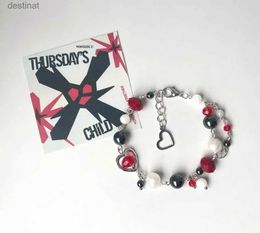 Beaded Handmade beaded bracelet | TXT Thursdays Child inspired beaded bracelet | KPOP jewelry | moa gift | red and black gemstoneL24213