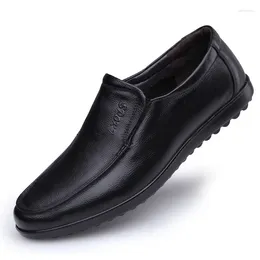 Casual Shoes Men Leather Concise Oxford Business Dress Black Formal Wedding Basic Loafers Flat Solid Color