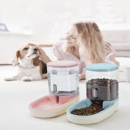 Dogs Automatic Pet Feeder Cat Drinker Dog Bowl Water Feeding Combination Food Storage Bucket size 43 21 27322D