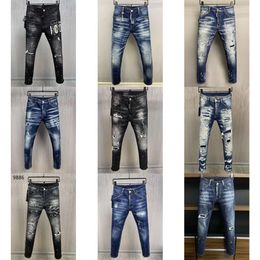 mens dsquare jeans dsq2 preto hip hop rock moto coolguy jeans design rasgado angustiado denim motociclista dsq para homens 881 designer d2 bordado calças top jeans luxo