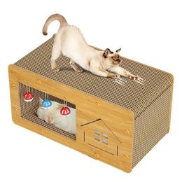 Cat Scratcher Box Heavy Duty Scratch Pad Cardboard Cat Scratcher Spacious Kitten Scratching Lounge Bed Sturdy Cat House And Cat 240301