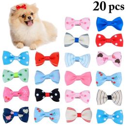 20pcs Colour Random Dog Kitten Puppy Cute Pet Grooming Floral Solid Cotton Bow Flower Hairpins Butterfly Hair Clips Hair Barrette317f