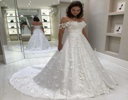 Elegant A Line Lace Wedding Dresses Off The Shoulder Butterfly Appliqued Bridal Gowns Plus Size Sweep Train Boho vestido de novia6867262