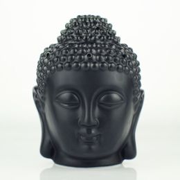 Whole- Ceramic oil burner Buddha head oil station black and whiteTemple Home2565
