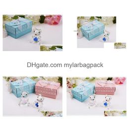 Party Favor Crystal Crafts Christening Gifts Baby Shower Souvenirs Favors Pink/Blue Teddy Bear Figurine W9041 Drop Delivery Home Garde Dhk3T