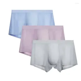 Underpants IYUNYI 3pcs/lot Men Seamless Underwear Boxer Shorts Ice Silk Calzoncillos Hombre Slips U Convex Penis Pouch Mens