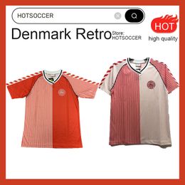 Magliette da uomo 86 87 Maglietta Danimarca ERIKSEN HOME ROSSO AWAY BIANCO 1986 1987 HOJBJERG CHRISTENSEN SKOV OLSEN BRAITHWAITE DOLBERG Maglie da calcio