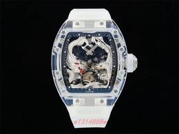 2024 New Men's Watch RM57-01 Crystal Material Case Set Wine Barrel tourbillon Movement Natural rubber watch with sapphire mirror designer watches