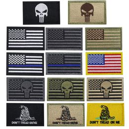 Bundle 100 pieces USA Flag Patch Thin Blue Line Tactical American Military Morale Patches Set for clothes with hook&loop220P