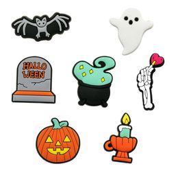 20pcs Halloween Charms Pumpkin Soft Pvc Shoe Charm Accessories Decorations custom JIBZ for shoes childrens gift8668806