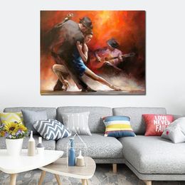 Modern Spanish Dancer Paintings Tango Argentino with Music Handmade Canvas Art for Living Room Wall Decoration Gift298K