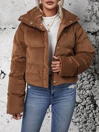 Women's Trench Coats 2024 Design Cotton Coat Cold Resistant Corduroy Jacket Fashion Short Loose Fit