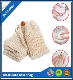 Soap Bag Ramie Mesh Bar Soap Scrub Bag Drawstring Bags Holder Skin Surface Cleaning Drawstring Drying Soap Pouch Storage Bags1201131