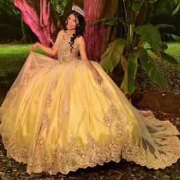 Populära glittler klänningar älskling blommapplikationer söt 15 prom klänning 2024 pärla boll klänning vestidos de quinceanera 326 326