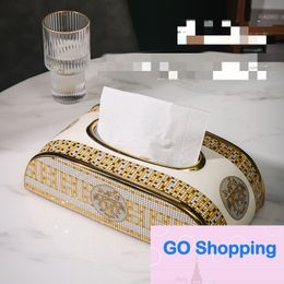 Luxury Creative Ceramic Tissue Box Living Room Desktop Coffee Table Tissue Boxes Modern Bathroom Bedroom and Household Tissue Box