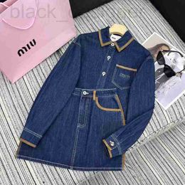 Two Piece Dress designer Early Spring New Miu Nanyou Gaoding Fresh Academy Style Age Reducing Versatile Polo Collar Coat High Waist Half Skirt Set DOXT