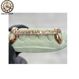 Customized Diamond Grillz White Gold Plated 925 Silver with Iced Out Grillz Hip Hop Moissanite Teeth Grill