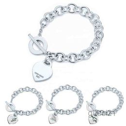New Heart-shaped Bracelet S925 Sterling Silver 1 Womens Tf Style Buckle Pendant Rose Bright Love G220510 Z9XD
