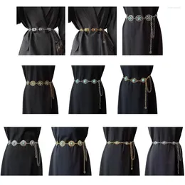 Belts Waist Chain With Relief Turquoise Buckle Women Dress Belt Shinning Thin