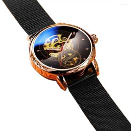 Wristwatches ORKINA Men's Mechanical Watches Rose Gold Case Fashion Hollow Dial Automatic Self-Wind Stainless Steel Strap MG083