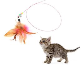 Cat Toys Pet Toy Cute Design Plastic Steel Wire Feather Teaser Wand Toy For Cats Interactive Products Pet 90cm 2882