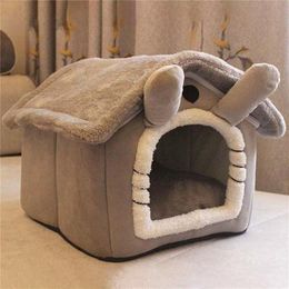 Cat Beds & Furniture Foldable Deep Sleep Pet House Indoor Winter Warm Cosy Bed For Small Dog Kitten Teddy Comfortable Kennel Suppl255u